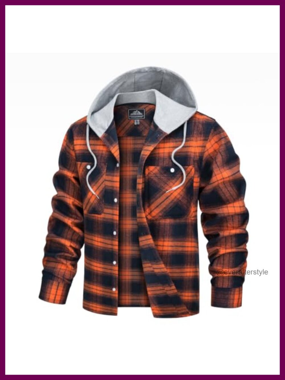 TACVASEN Men's Cotton Flannel Hoodie Plaid Button Down Shirt with Pockets